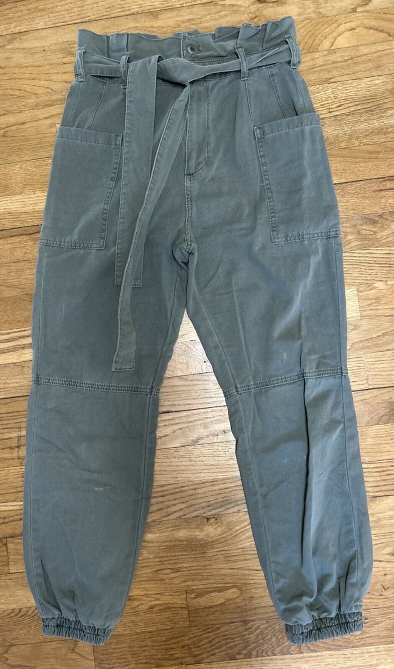 Women’s JOE’s Green Belted Paperbag Cargo Pocket Jogger Pants Size 26 *A2
